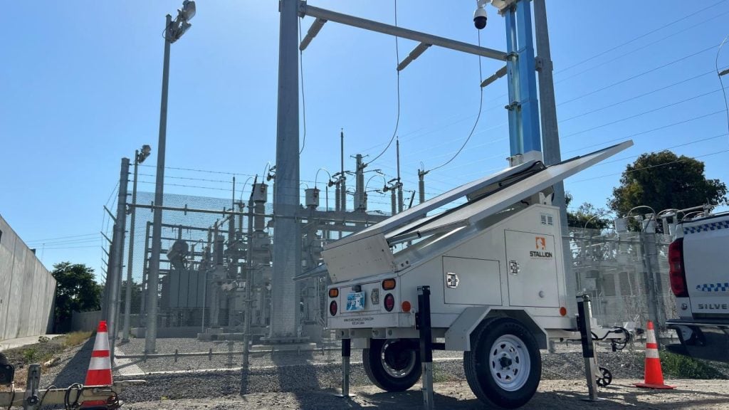Portable power trailer at utility site