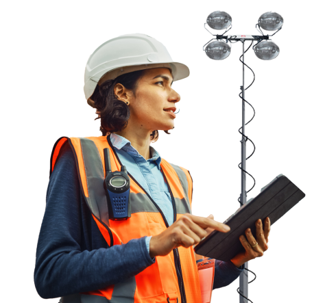 construction employee with tablet