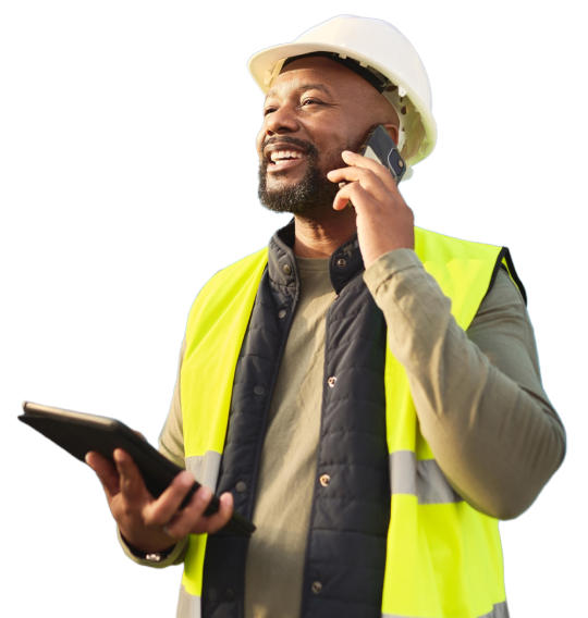 jobsite worker on phone