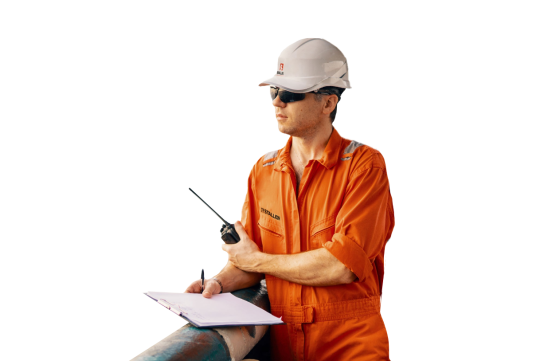 stallion employee with two way radio
